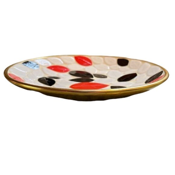 Vintage MCM Mosaic Tile Plate w copper back. - Picture 7 of 10